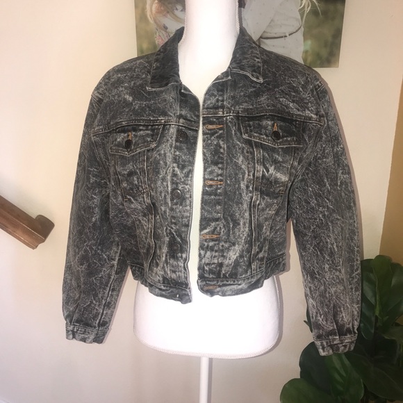 black acid wash jean jacket